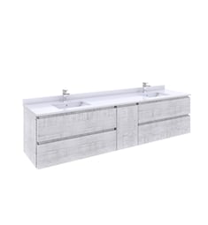Fresca FCB31-361236RWH-CWH-U Formosa 84" Wall Hung Double Sink Modern Bathroom Cabinet with Top & Sink in Rustic White