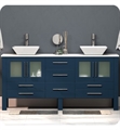 Cambridge Plumbing 8119-XLSF 72" Free Standing Solid Wood and Porcelain Double Vessel Sink Bathroom Vanity Set in Blue