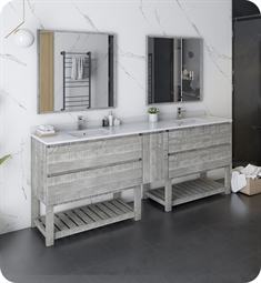 Fresca FVN31-361236ASH-FS Formosa 84" Floor Standing Double Sink Modern Bathroom Vanity with Open Bottom & Mirrors in Ash