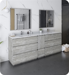 Fresca FVN31-361236ASH-FC Formosa 84" Floor Standing Double Sink Modern Bathroom Vanity with Mirrors in Ash