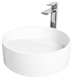 VIGO VGT2033 15 1/8" Round Matte Stone Vessel Bathroom Sink with Norfolk Faucet and Pop-Up Drain in Chrome