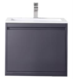 James Martin 801V23.6MGG Milan 23 5/8" Single Bathroom Vanity in Modern Gray Glossy with Rectangular Sink