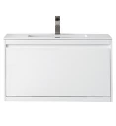 James Martin 801V35.4GW Milan 35 3/8" Single Bathroom Vanity in Glossy White with Rectangular Sink