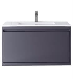 James Martin 801V35.4MGG Milan 35 3/8" Single Bathroom Vanity in Modern Gray Glossy with Rectangular Sink