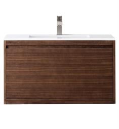 James Martin 801V35.4WLT Milan 35 3/8" Single Bathroom Vanity in Mid Century Walnut with Rectangular Sink