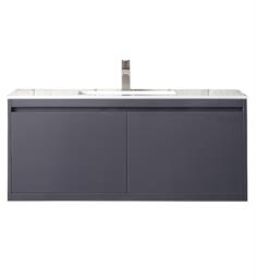 James Martin 801V47.3MGG Milan 47 1/4" Single Bathroom Vanity in Modern Gray Glossy with Rectangular Sink