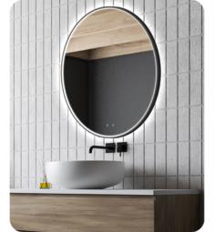 Electric Mirror BRI-2436-01L Brilliance 24" Wall Mount Oval LED Lighted Mirror in Matte Black