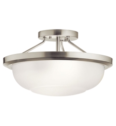 Kichler 52396 Ritson 2 Light 13 1/2" Incandescent Semi Flush Ceiling Light with Satin Etched Glass