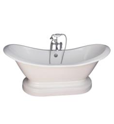 Barclay TKCTDSHB-4 Marshall 72" Cast Iron Freestanding Soaker Tub in White with Metal Lever Handle Tub Filler and Hand Shower