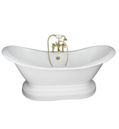Barclay TKCTDSHB-2 Marshall 72" Cast Iron Freestanding Soaker Tub in White with Metal Cross Handle Tub Filler and Hand Shower