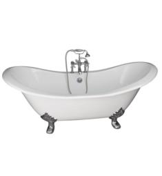 Barclay TKCTDSH-5 Marshall 72" Cast Iron Freestanding Clawfoot Soaker Tub in White with Metal Cross Handle Tub Filler and Hand Shower