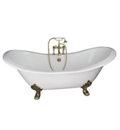 Barclay TKCTDSH-1 Marshall 72" Cast Iron Freestanding Clawfoot Soaker Tub in White with Porcelain Lever Handle Tub Filler and Hand Shower