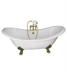 Barclay TKCTDSH-2 Marshall 72" Cast Iron Freestanding Clawfoot Soaker Tub in White with Metal Cross Handle Tub Filler and Hand Shower