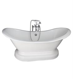 Barclay TKCTDSNB-3 Marshall 72" Cast Iron Freestanding Soaker Tub in White with Finial Metal Lever Handle Tub Filler and Hand Shower