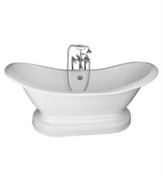 Barclay TKCTDSNB-5 Marshall 72" Cast Iron Freestanding Soaker Tub in White with Metal Cross Handle Tub Filler and Hand Shower