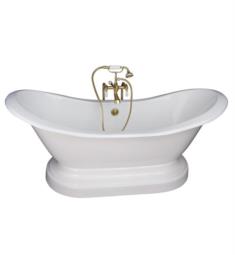 Barclay TKCTDSNB-1 Marshall 72" Cast Iron Freestanding Soaker Tub in White with Porcelain Lever Handle Tub Filler and Hand Shower