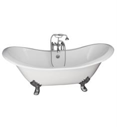 Barclay TKCTDSN-4 Marshall 72" Cast Iron Freestanding Clawfoot Soaker Tub in White with Metal Lever Handle Tub Filler and Hand Shower