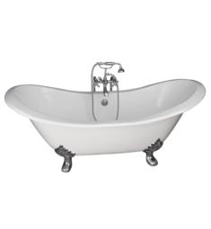 Barclay TKCTDSN-5 Marshall 72" Cast Iron Freestanding Clawfoot Soaker Tub in White with Metal Cross Handle Tub Filler and Hand Shower