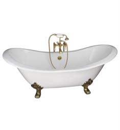Barclay TKCTDSN-1 Marshall 72" Cast Iron Freestanding Clawfoot Soaker Tub in White with Porcelain Lever Handle Tub Filler and Hand Shower
