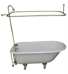 Barclay TKCTR60-4 Bartlett 60 3/4" Cast Iron Freestanding Clawfoot Soaker Tub in White with Metal Lever Handle Tub Filler and Rectangular Shower Unit