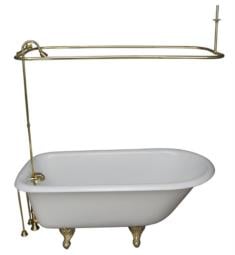 Barclay TKCTR67-3 Brocton 68" Cast Iron Freestanding Clawfoot Soaker Tub in White with Metal Lever Handle Tub Filler and Rectangular Shower Unit