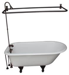 Barclay TKCTR67-4 Brocton 68" Cast Iron Freestanding Clawfoot Soaker Tub in White with Metal Lever Handle Tub Filler and 1" Rectangular Shower Unit