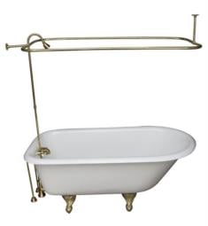 Barclay TKCTR67-1 Brocton 68" Cast Iron Freestanding Clawfoot Soaker Tub in White with Metal Lever Handle Tub Filler and Rectangular Shower Unit