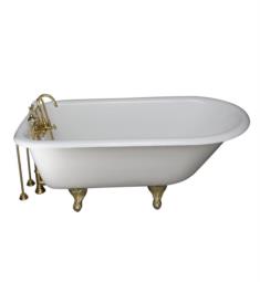 Barclay TKCTR67-8 Brocton 68" Cast Iron Freestanding Clawfoot Soaker Tub in White with Porcelain Lever Handle Tub Filler and Hand Shower