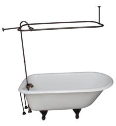 Barclay TKCTRH54-3 Antonio 54" Cast Iron Freestanding Clawfoot Soaker Tub in White with Metal Lever Handle Tub Filler and Rectangular Shower Unit