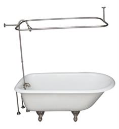 Barclay TKCTRH54-4 Antonio 54" Cast Iron Freestanding Clawfoot Soaker Tub in White with Metal Lever Handle Tub Filler and Rectangular Shower Unit