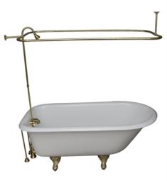 Barclay TKCTRH54-1 Antonio 54" Cast Iron Freestanding Clawfoot Soaker Tub in White with Metal Lever Handle Tub Filler and Rectangular Shower Unit