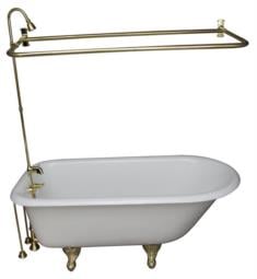 Barclay TKCTRH54-2 Antonio 54" Cast Iron Freestanding Clawfoot Soaker Tub in White with Metal Lever Handle Tub Filler and Rectangular Shower Unit