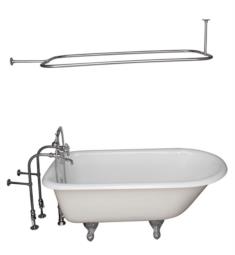 Barclay TKCTRN54-11 Antonio 54" Cast Iron Freestanding Clawfoot Soaker Tub in White with Metal Lever Handle Tub Filler and 48" Rectangular Shower Rod