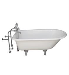 Barclay TKCTRN60-7 Bartlett 60 3/4" Cast Iron Freestanding Clawfoot Soaker Tub in White with Finial Metal Lever Handle Tub Filler and Hand Shower