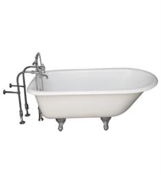 Barclay TKCTRN60-8 Bartlett 60 3/4" Cast Iron Freestanding Clawfoot Soaker Tub in White with Metal Lever Handle Tub Filler and Hand Shower