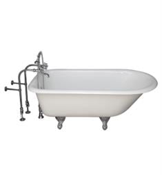 Barclay TKCTRN60-9 Bartlett 60 3/4" Cast Iron Freestanding Clawfoot Soaker Tub in White with Metal Cross Handle Tub Filler and Hand Shower