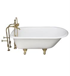 Barclay TKCTRN60-2 Bartlett 60 3/4" Cast Iron Freestanding Clawfoot Soaker Tub in White with Metal Cross Handle Tub Filler and Hand Shower