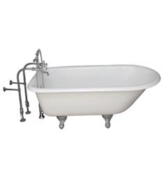 Barclay TKCTRN67-7 Brocton 68" Cast Iron Freestanding Clawfoot Soaker Tub in White with Finial Metal Lever Handle Tub Filler and Hand Shower
