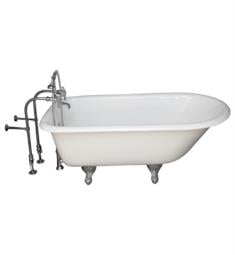 Barclay TKCTRN67-8 Brocton 68" Cast Iron Freestanding Clawfoot Soaker Tub in White with Metal Lever Handle Tub Filler and Hand Shower