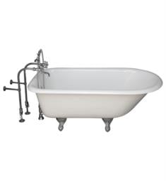 Barclay TKCTRN67-9 Brocton 68" Cast Iron Freestanding Clawfoot Soaker Tub in White with Metal Cross Handle Tub Filler and Hand Shower