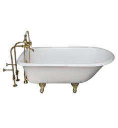 Barclay TKCTRN67-1 Brocton 68" Cast Iron Freestanding Clawfoot Soaker Tub in White with Porcelain Lever Handle Tub Filler and Hand Shower