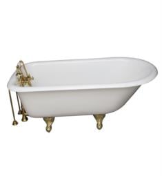 Barclay TKCTR67-PB9 Brocton 68" Cast Iron Freestanding Clawfoot Soaker Tub in White with Porcelain Lever Handle Tub Filler and Hand Shower in Polished Brass