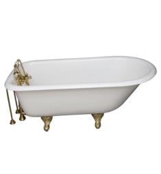 Barclay TKCTRH54-PB9 Antonio 54" Cast Iron Freestanding Clawfoot Soaker Tub in White with Porcelain Lever Handle Tub Filler and Hand Shower in Polished Brass