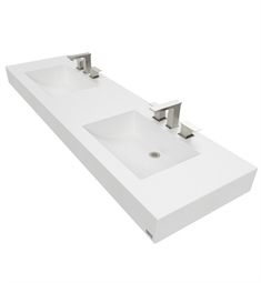 Trueform FLO-72C-DBL-ADA 72" ADA Floating Concrete Double Half-Trough Bathroom Sink