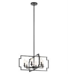 Kichler 44128MCH Downtown Deco 6 Light 21 1/2" Incandescent Convertible Chandelier in Midnight Chrome
