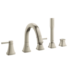 Grohe 19919ENA Grandera 10" Five Hole Widespread/Deck Mounted Roman Tub Filler with Handshower in Brushed Nickel