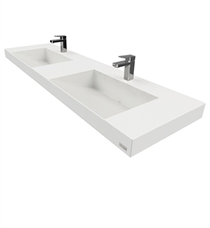 Trueform FLO-60V-DBL-CONTEMPO 60" Contempo Floating Concrete Double Ramp Bathroom Sink