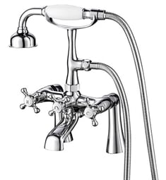Barclay 4608-MC 13 1/2" Three Handle Deck Mounted Tub Filler with Hand Shower and Diverter