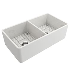 Barclay FSDB1530-WH Langley 33" Double Bowl Fireclay Farmhouse Kitchen Sink in White