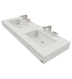Trueform FLO-60N-DBL-ADA 60" ADA Floating Concrete Double Rectangle Bathroom Sink